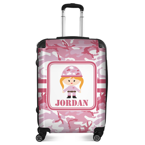 Custom Pink Camo Suitcase - 24" Medium - Checked (Personalized)