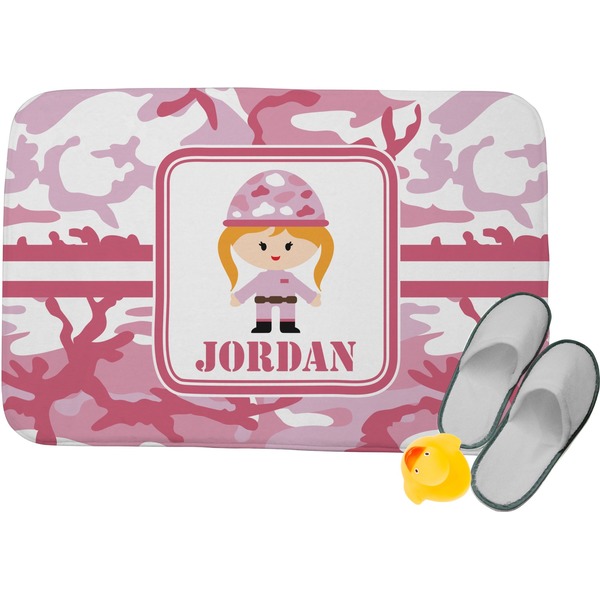 Custom Pink Camo Memory Foam Bath Mat (Personalized)