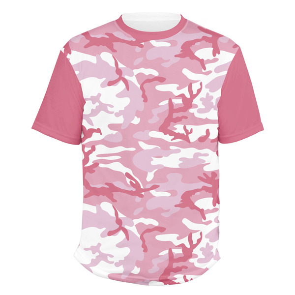 Custom Pink Camo Men's Crew T-Shirt - Large