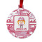 Pink Camo Metal Ball Ornament - Front
