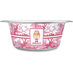 Pink Camo Stainless Steel Dog Bowl - Medium (Personalized)