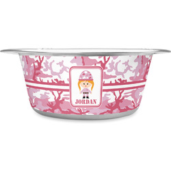 Pink Camo Stainless Steel Dog Bowl - Small (Personalized)
