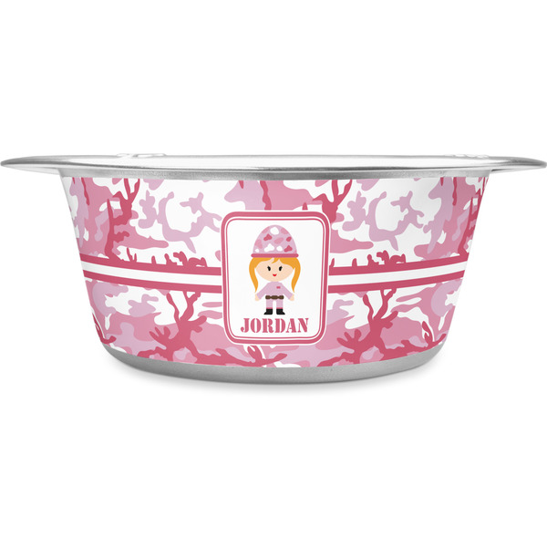 Custom Pink Camo Stainless Steel Dog Bowl - Medium (Personalized)