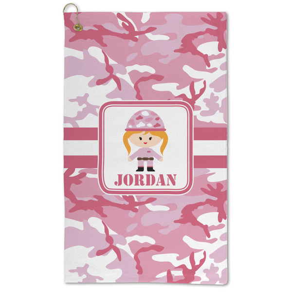 Custom Pink Camo Microfiber Golf Towel - Large (Personalized)