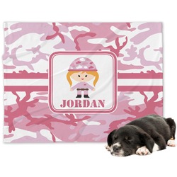 Pink Camo Dog Blanket - Large (Personalized)