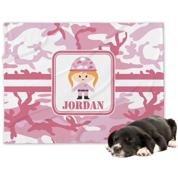 Custom Pink Camo Dog Blanket - Regular (Personalized)