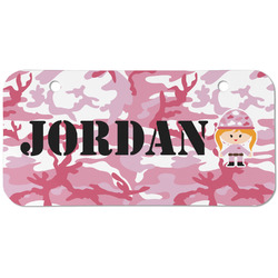 Pink Camo Mini/Bicycle License Plate (2 Holes) (Personalized)