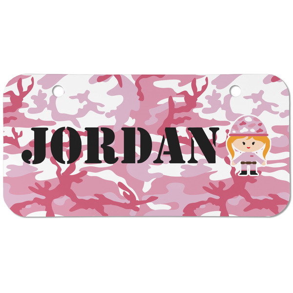 Custom Pink Camo Mini/Bicycle License Plate (2 Holes) (Personalized)