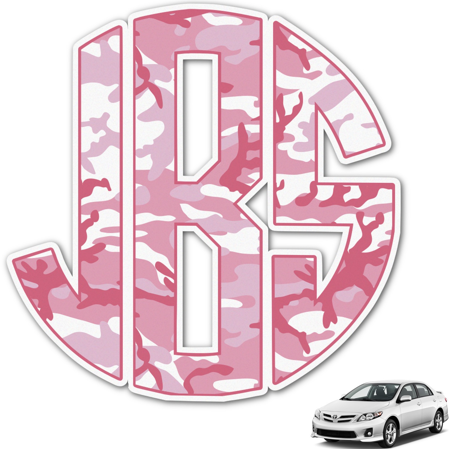 Pink Camo Monogram Car Decal (Personalized) YouCustomizeIt