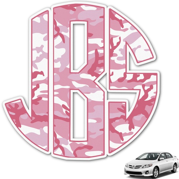 Custom Pink Camo Monogram Car Decal (Personalized)