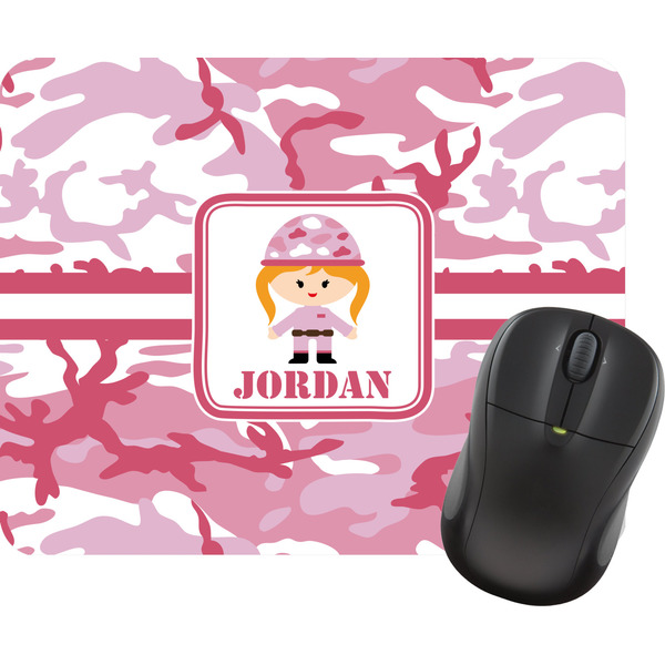 Custom Pink Camo Rectangular Mouse Pad (Personalized)