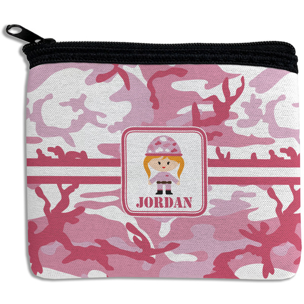 Custom Pink Camo Rectangular Coin Purse (Personalized)