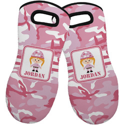 Pink Camo Neoprene Oven Mitts - Set of 2 w/ Name or Text