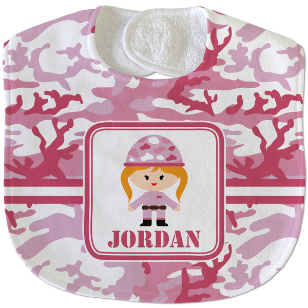 Pink Camo New Baby Bib - Closed and Folded