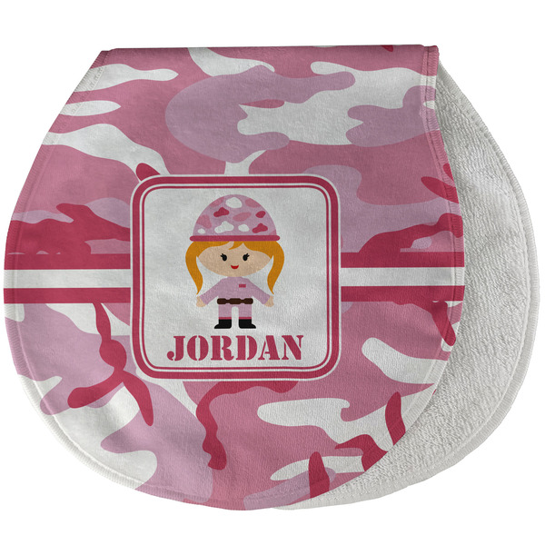 Pink Camo New Baby Burp Folded