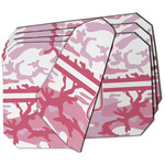 Pink Camo Dining Table Mat - Octagon - Set of 4 (Double-SIded) w/ Name or Text