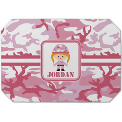 Pink Camo Dining Table Mat - Octagon (Single-Sided) w/ Name or Text