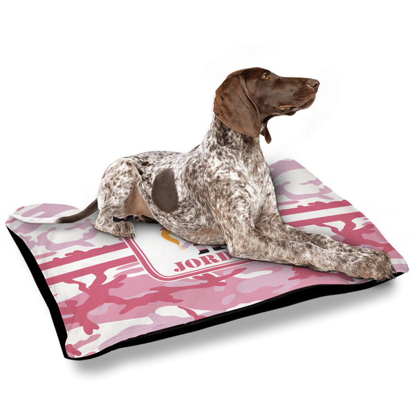 Pink Camo Outdoor Dog Beds - Large - IN CONTEXT