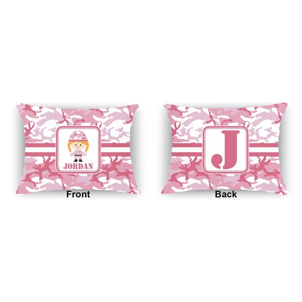 Pink Camo  Outdoor Rectangular Throw Pillow (Front and Back)