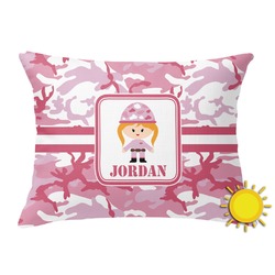 Pink Camo Outdoor Throw Pillow (Rectangular) (Personalized)