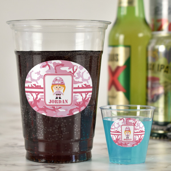 Pink Camo Party Cups - 16oz - In Context