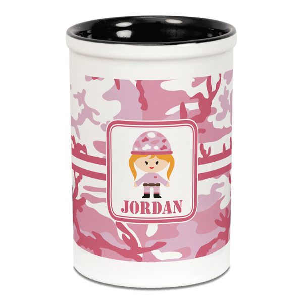 Pink Camo Pencil Holder - Black