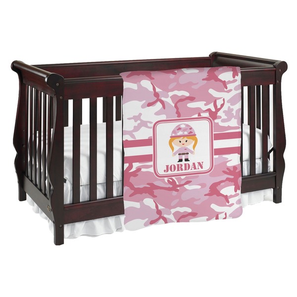 Custom Pink Camo Baby Blanket (Single Sided) (Personalized)