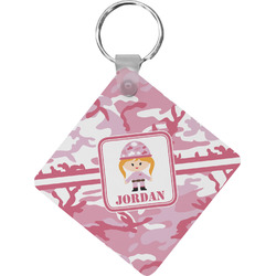Pink Camo Diamond Plastic Keychain w/ Name or Text