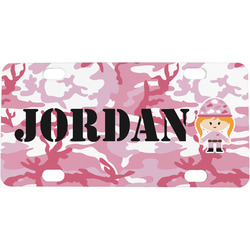 Pink Camo Mini / Bicycle License Plate (4 Holes) (Personalized)