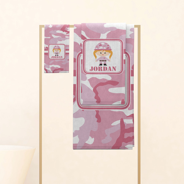 Pink Camo Personalized Towel Set