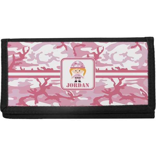 Custom Pink Camo Canvas Checkbook Cover (Personalized)