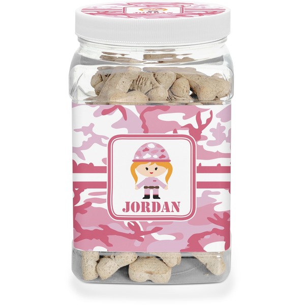 Custom Pink Camo Dog Treat Jar (Personalized)