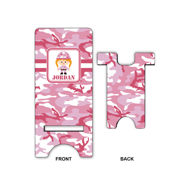 Pink Camo Phone Stand - Front & Back