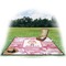 Pink Camo Picnic Blanket - with Basket Hat and Book - in Use