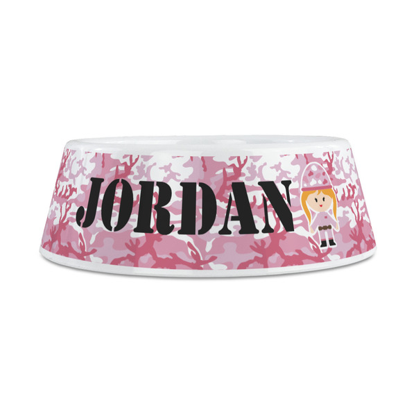 Pink Camo Plastic Dog Bowls - Medium - FRONT