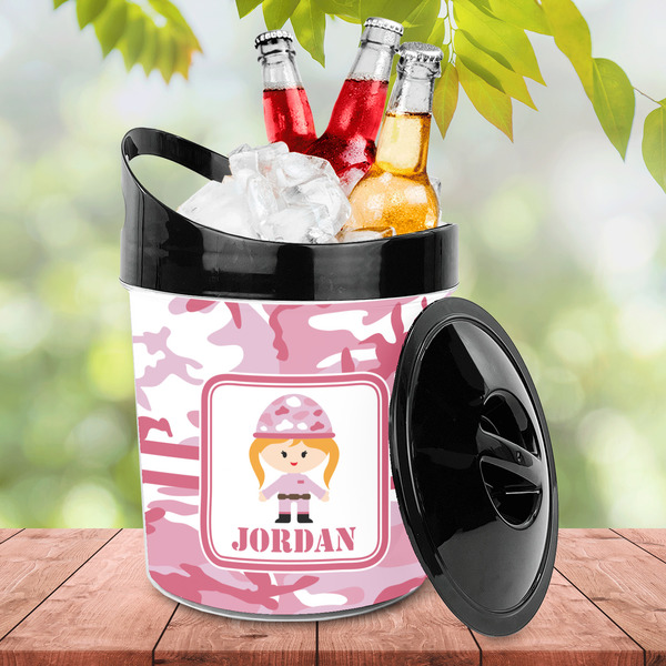 Pink Camo Plastic Ice Bucket - LIFESTYLE
