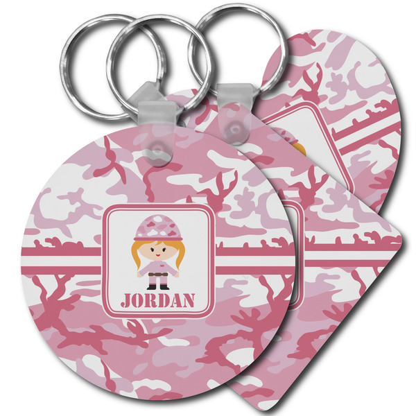 Custom Pink Camo Plastic Keychain (Personalized)