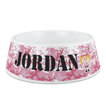 Pink Camo Plastic Dog Bowl (Personalized)