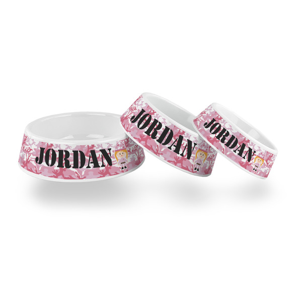 Pink Camo Plastic Pet Bowls - PARENT MAIN