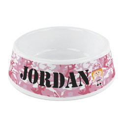 Pink Camo Plastic Dog Bowl - Small (Personalized)