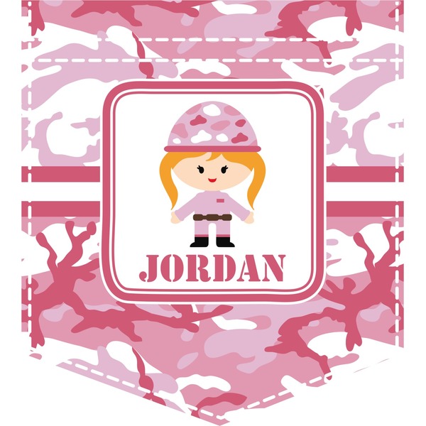 Custom Pink Camo Iron On Faux Pocket (Personalized)