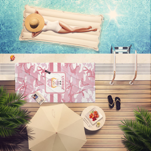 Pink Camo Pool Towel Lifestyle