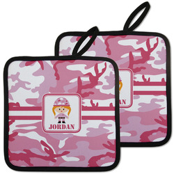Pink Camo Pot Holders - Set of 2 w/ Name or Text