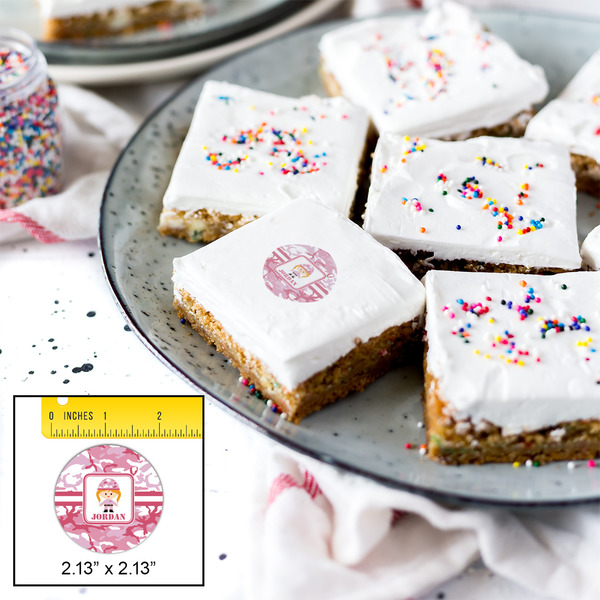 Pink Camo Printed Icing Circle - Small - In Context