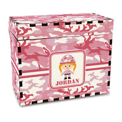 Pink Camo Wood Recipe Box - Full Color Print (Personalized)