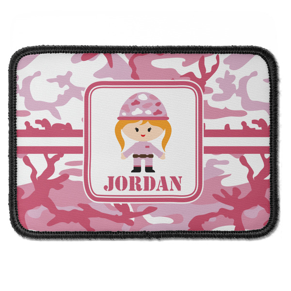 Custom Pink Camo Iron On Rectangle Patch w/ Name or Text