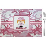 Pink Camo Glass Rectangular Appetizer / Dessert Plate (Personalized)