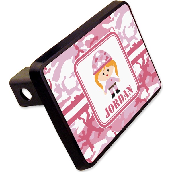Custom Pink Camo Rectangular Trailer Hitch Cover - 2" (Personalized)