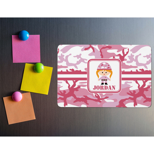 Pink Camo Rectangular Fridge Magnet - LIFESTYLE