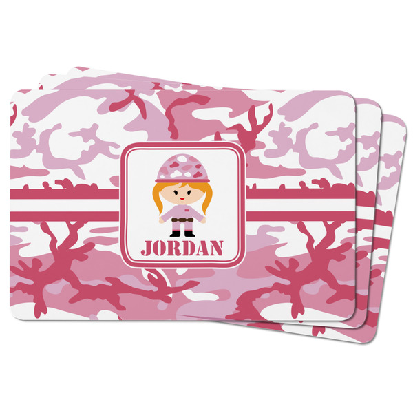 Pink Camo Rectangular Fridge Magnet - THREE